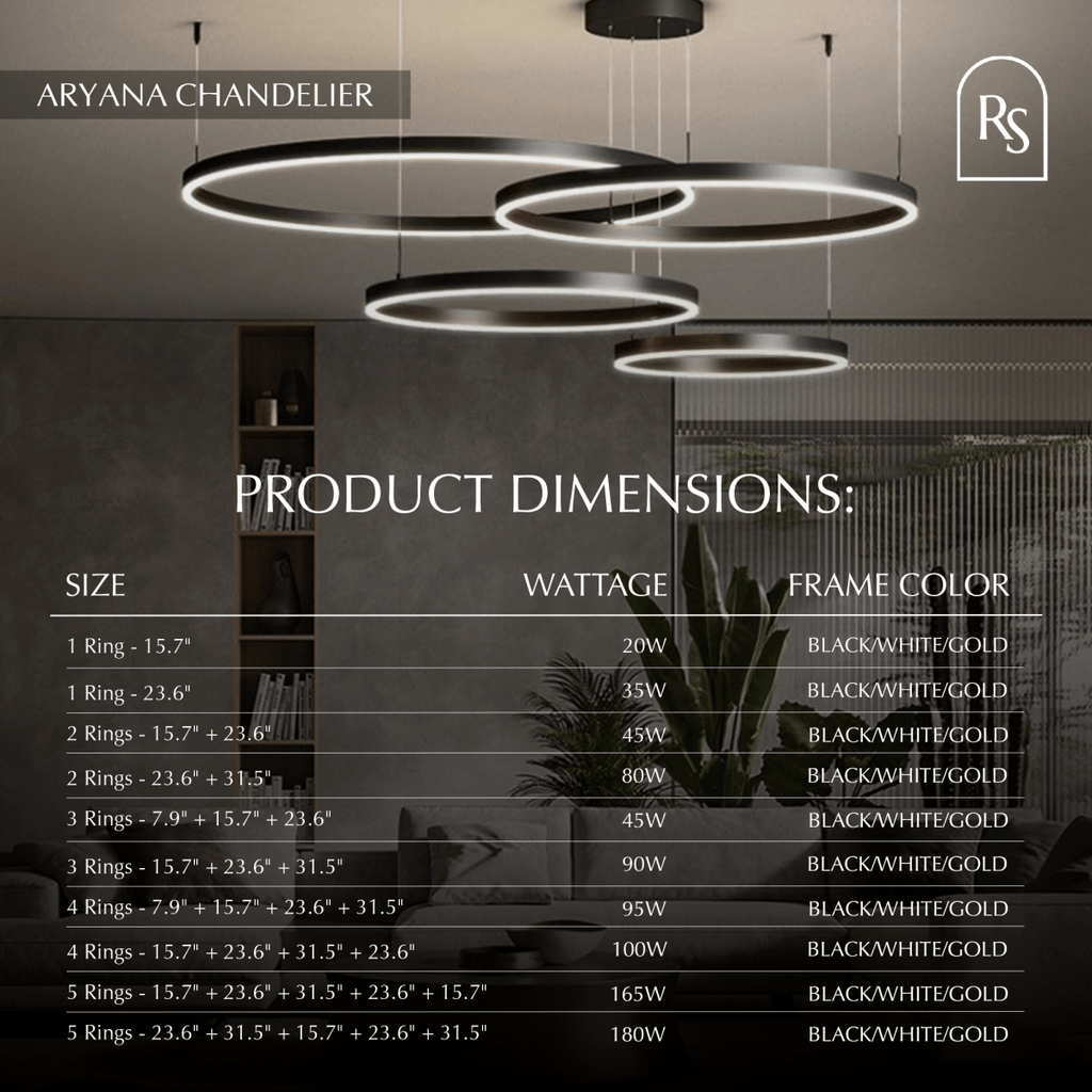 Żyrandol LED Nova Ring z polerowaną czarną żelazną ramą