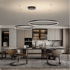 Żyrandol LED Nova Ring z polerowaną czarną żelazną ramą