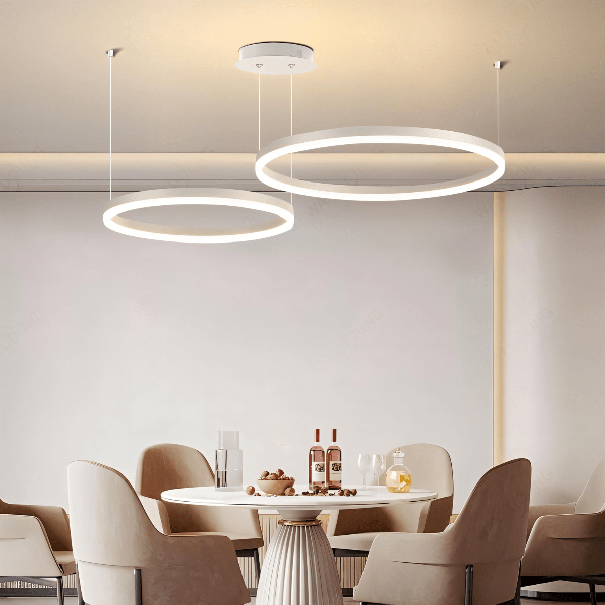 Żyrandol LED Nova Ring z polerowaną czarną żelazną ramą
