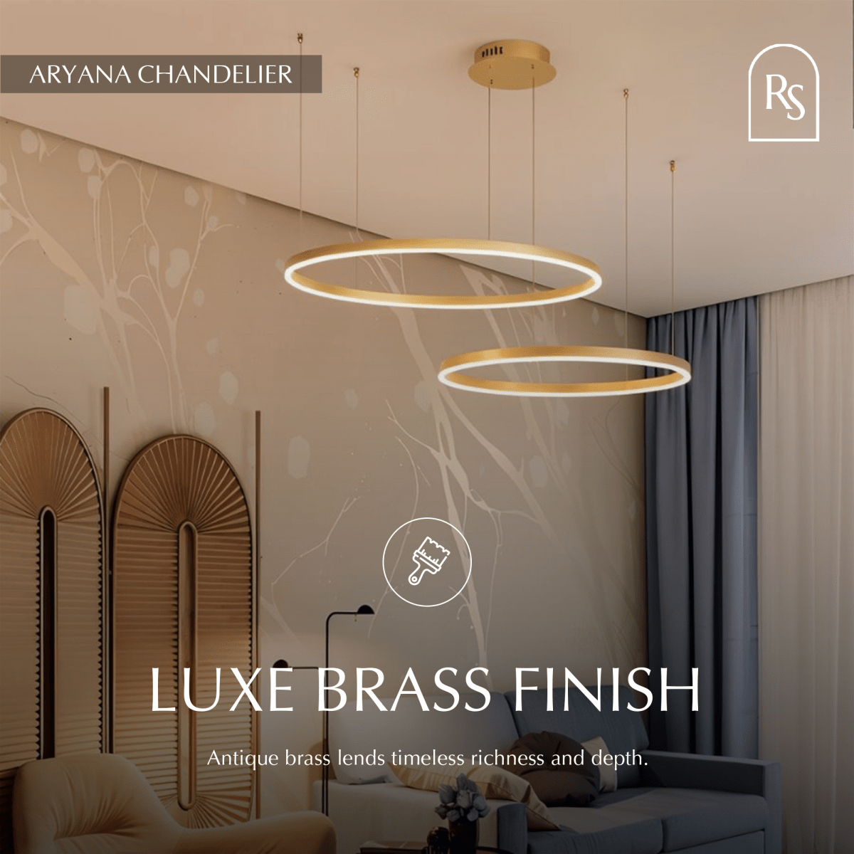 Żyrandol LED Nova Ring z polerowaną czarną żelazną ramą