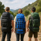 Ultralichte wandelrugzak van 90 liter, waterdicht ripstopmateriaal met regenhoes