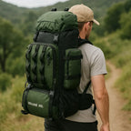 Ultralichte wandelrugzak van 90 liter, waterdicht ripstopmateriaal met regenhoes