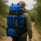 Ultralichte wandelrugzak van 90 liter, waterdicht ripstopmateriaal met regenhoes