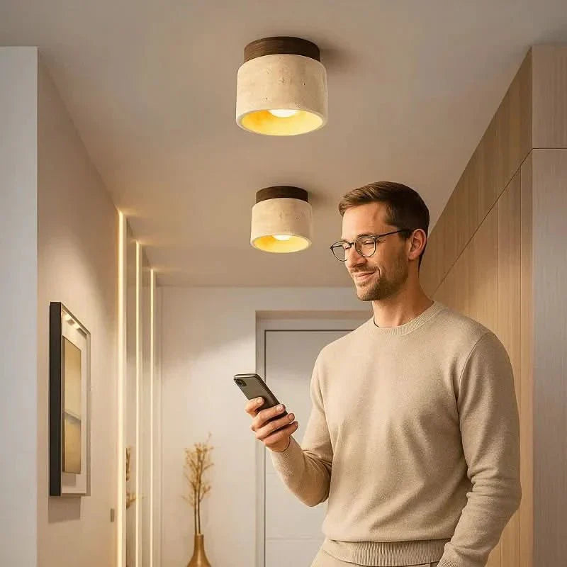 Minimalistická LED lampa ze dřeva pro klidnou atmosféru - Fioriscas