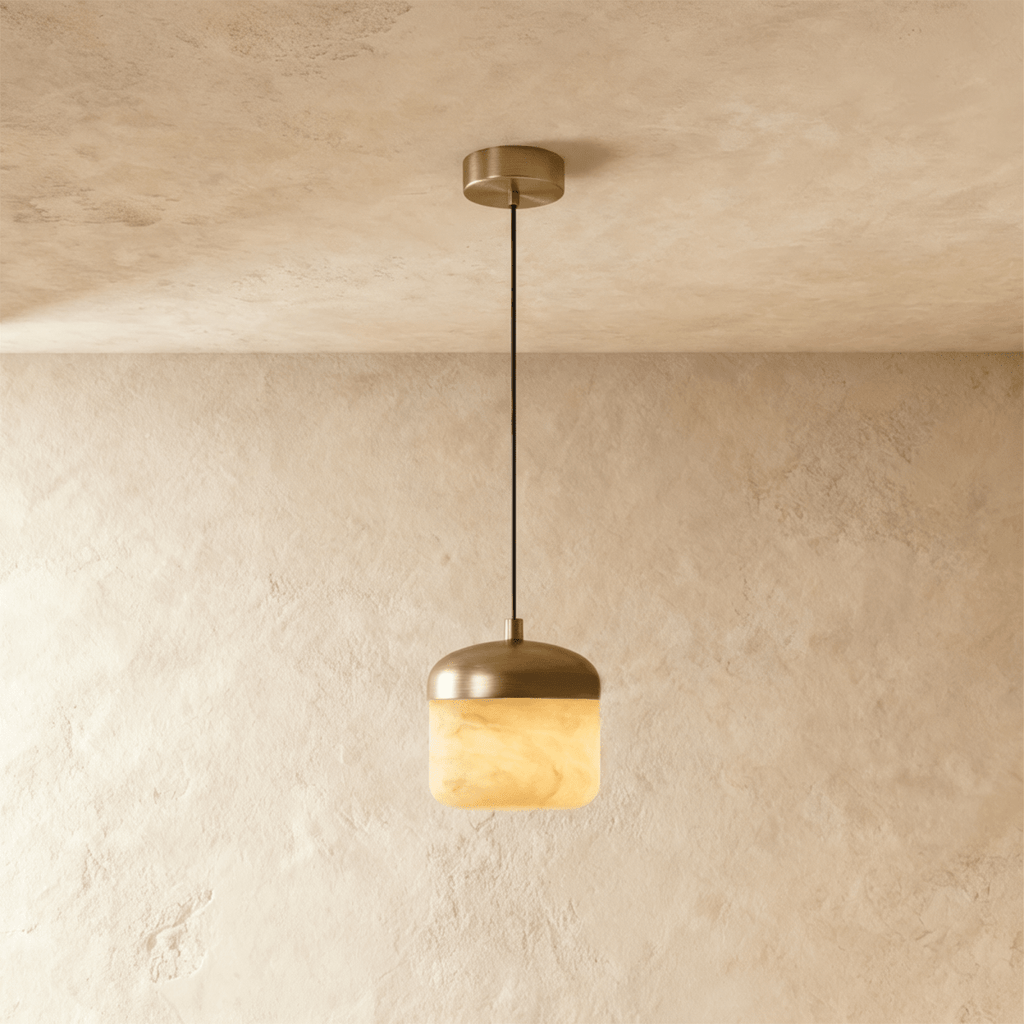 Asteria Alabaster Pendant Light With Marble Shade And Matte Base