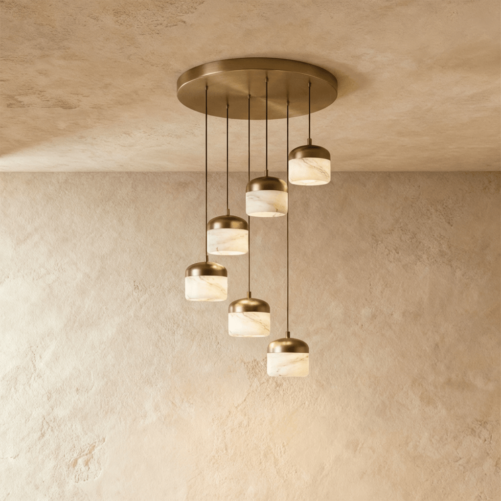 Asteria Alabaster Pendant Light With Marble Shade And Matte Base