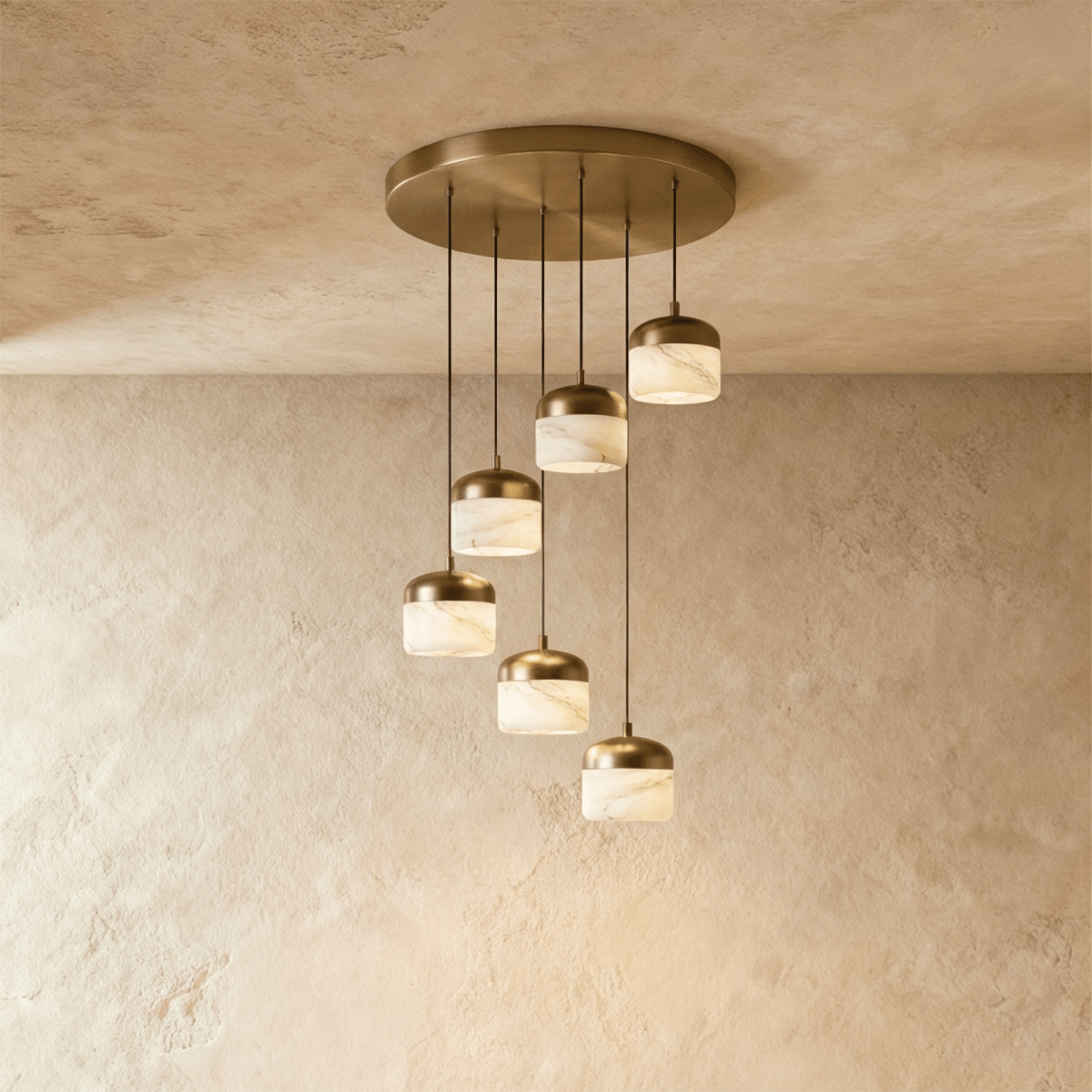 Asteria Alabaster Pendant Light With Marble Shade And Matte Base