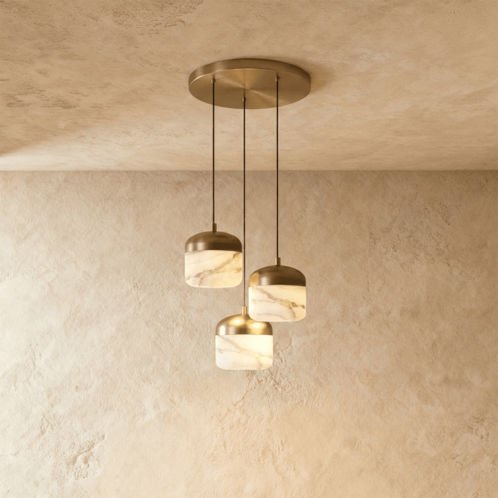 Asteria Alabaster Pendant Light With Marble Shade And Matte Base