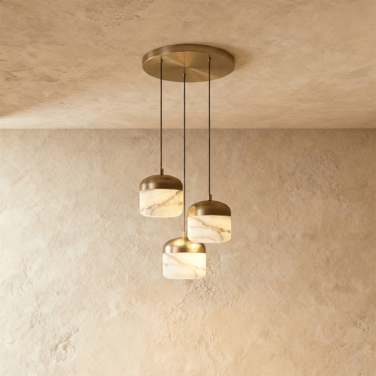 Asteria Alabaster Pendant Light With Marble Shade And Matte Base