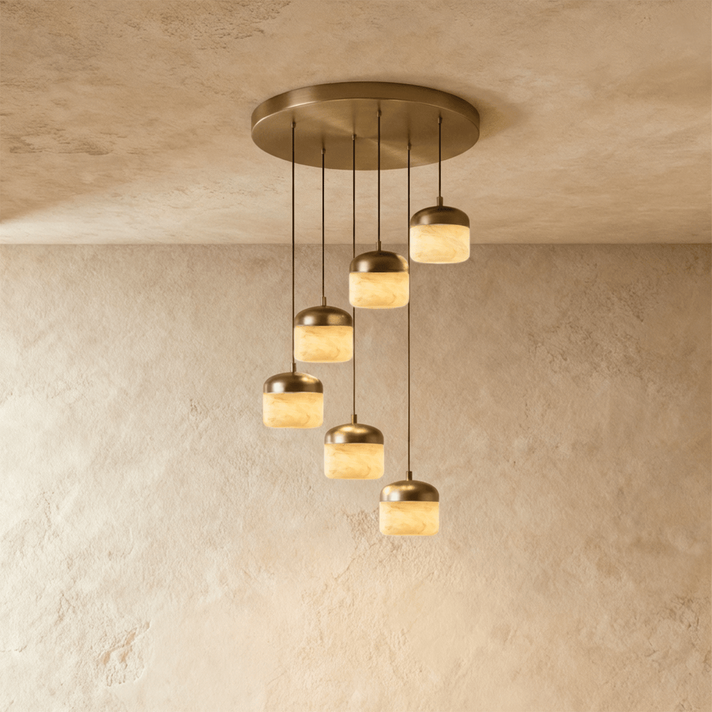 Asteria Alabaster Pendant Light With Marble Shade And Matte Base