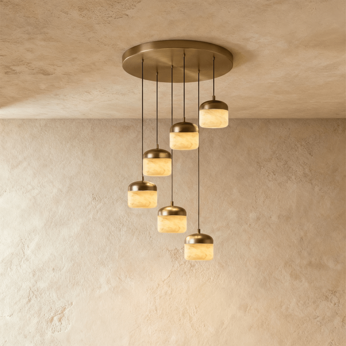 Asteria Alabaster Pendant Light With Marble Shade And Matte Base