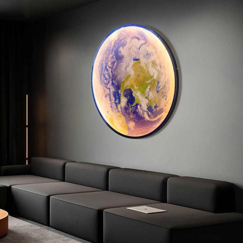 LunaHalo Moon And Earth Wall Lamp Soft Backlit Galaxy Art