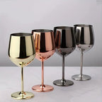 Wine Glasses in Mirror-Polished Stainless Steel, Shatterproof Set
