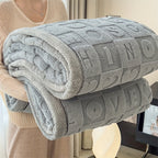 SnugLoom Coral Fleece Blanket, Reversible Heart & Letter Print
