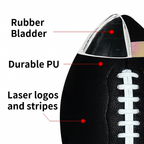 Pallone da rugby ufficiale taglia 9 in pelle PU per allenamento, partita e sport all'aperto - Fioriscas
