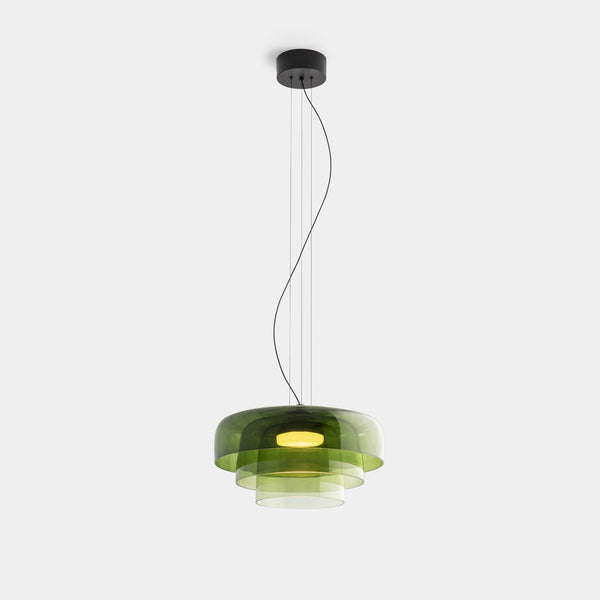 FjordLumen glazen hanglamp, warme ledgloed, ontwerp met meerdere niveaus
