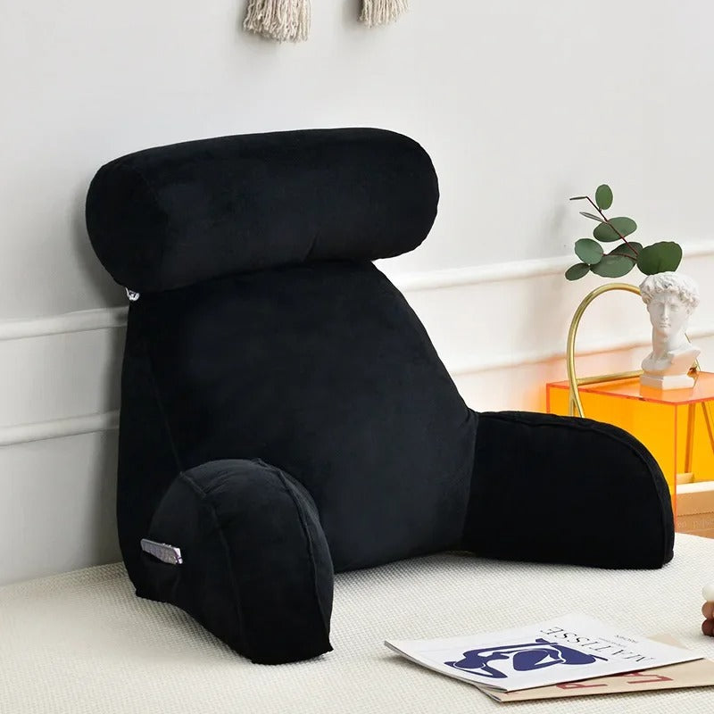 Backrest Reading Pillow With Armrests And Adjustable Headrest