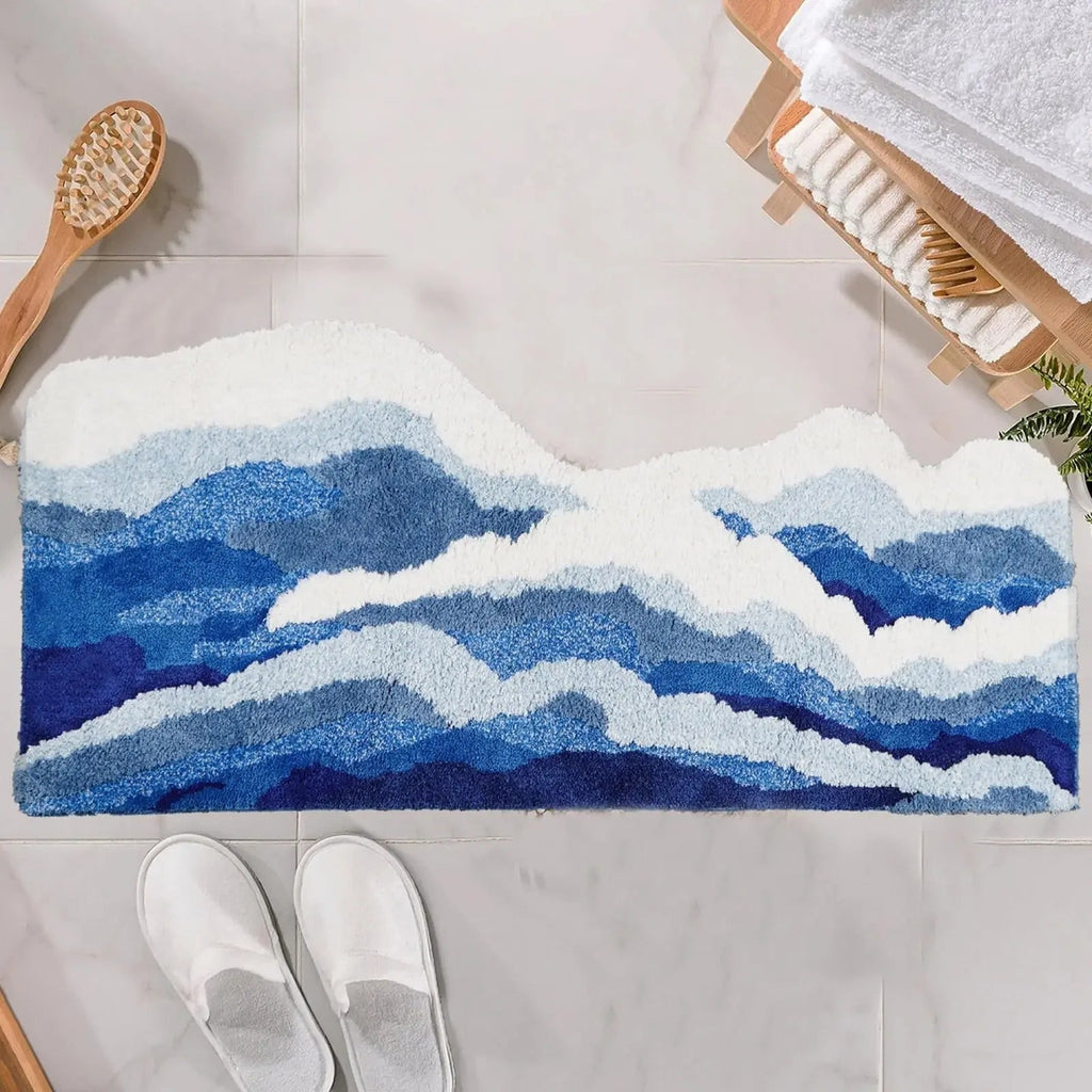 Tappeto trapuntato ispirato all'oceano, decorazione antiscivolo per la camera da letto | Fioriscas
