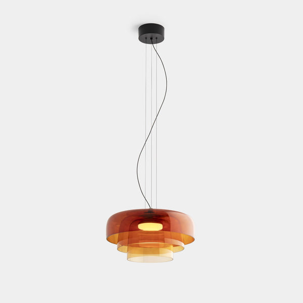 FjordLumen glazen hanglamp, warme ledgloed, ontwerp met meerdere niveaus