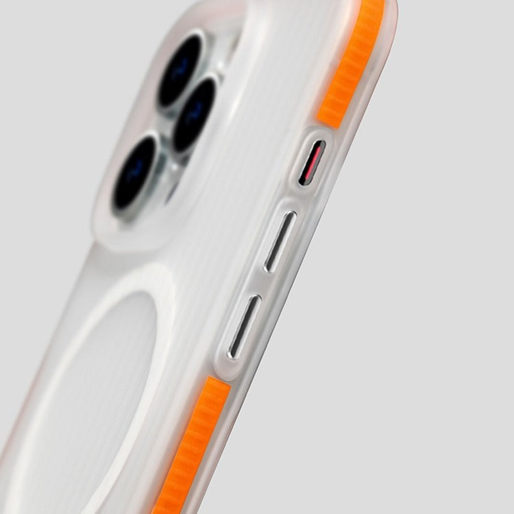 Etui na iPhone’a z paskowanym nadrukiem i kompatybilnością z MagSafe, smukłe dopasowanie