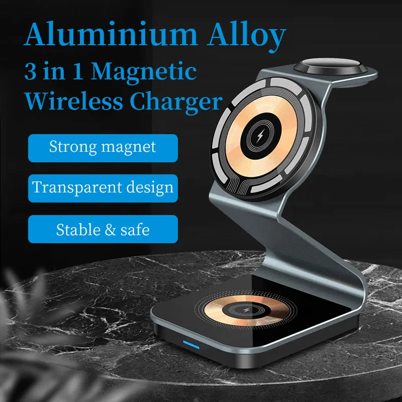 MagnaVolt magnetiskt 3-i-1 laddställ för iPhone, Apple Watch och AirPods
