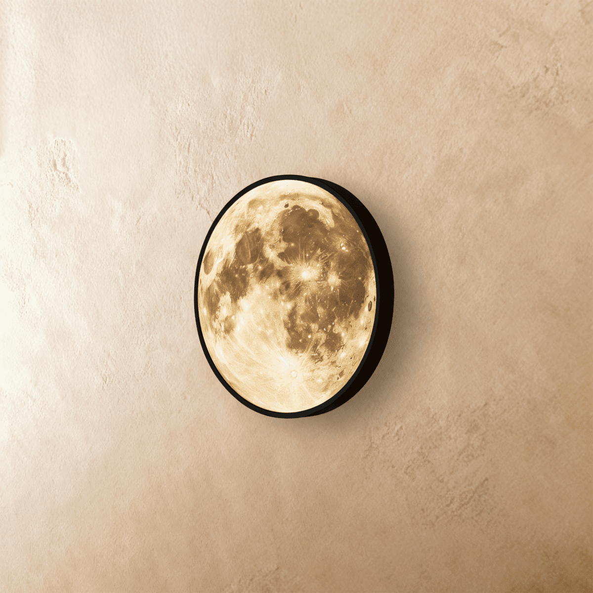 LunaPrint Moon Surface Wall Lamp Black Aluminum Frame