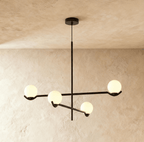 Lustre Trio Globe em Vidro com Haste Fina de Ferro para Interiores Modernos e Aconchegantes