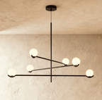 Lustre Trio Globe em Vidro com Haste Fina de Ferro para Interiores Modernos e Aconchegantes