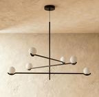 Lustre Trio Globe em Vidro com Haste Fina de Ferro para Interiores Modernos e Aconchegantes