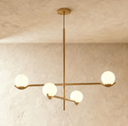 Lustre Trio Globe em Vidro com Haste Fina de Ferro para Interiores Modernos e Aconchegantes