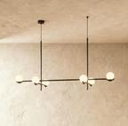Lustre Trio Globe em Vidro com Haste Fina de Ferro para Interiores Modernos e Aconchegantes