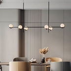 Lustre Trio Globe em Vidro com Haste Fina de Ferro para Interiores Modernos e Aconchegantes
