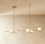 Lustre Trio Globe em Vidro com Haste Fina de Ferro para Interiores Modernos e Aconchegantes