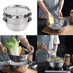 Ensemble de bassines en acier inoxydable fabriquées en Allemagne, trio de cuisine polyvalent | Fioriscas