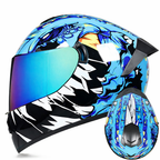 Capacete integral de motociclista com viseira dupla, certificado DOT, preparado para o inverno