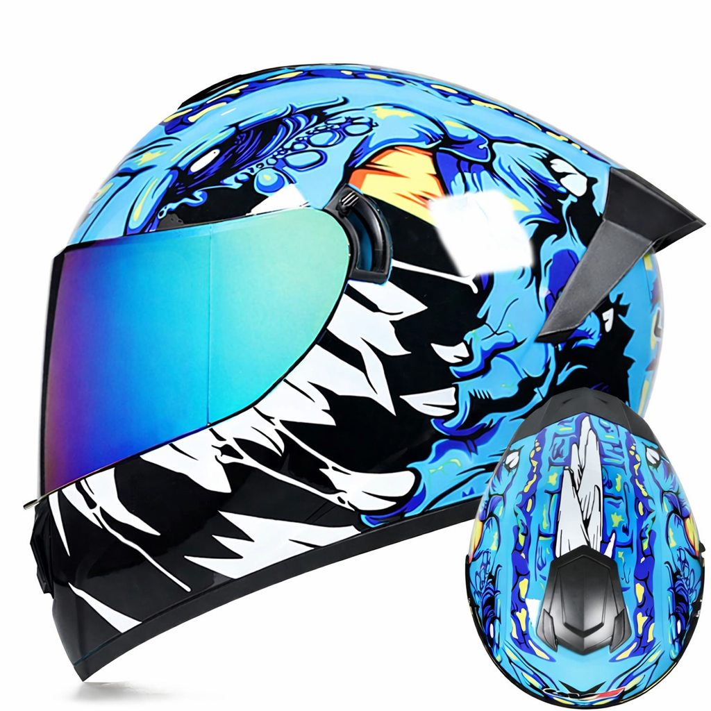 Capacete integral de motociclista com viseira dupla, certificado DOT, preparado para o inverno