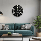 Relógio de parede silencioso com estrutura em aço inoxidável e ponteiros luminosos (33 cm) - Fioriscas