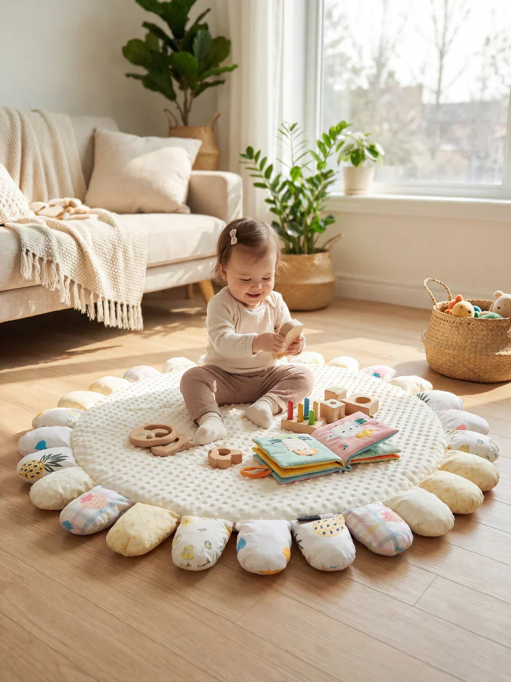 حصيرة لعب مبطنة للأطفال من القطن المبطّن، 120 × 120cm