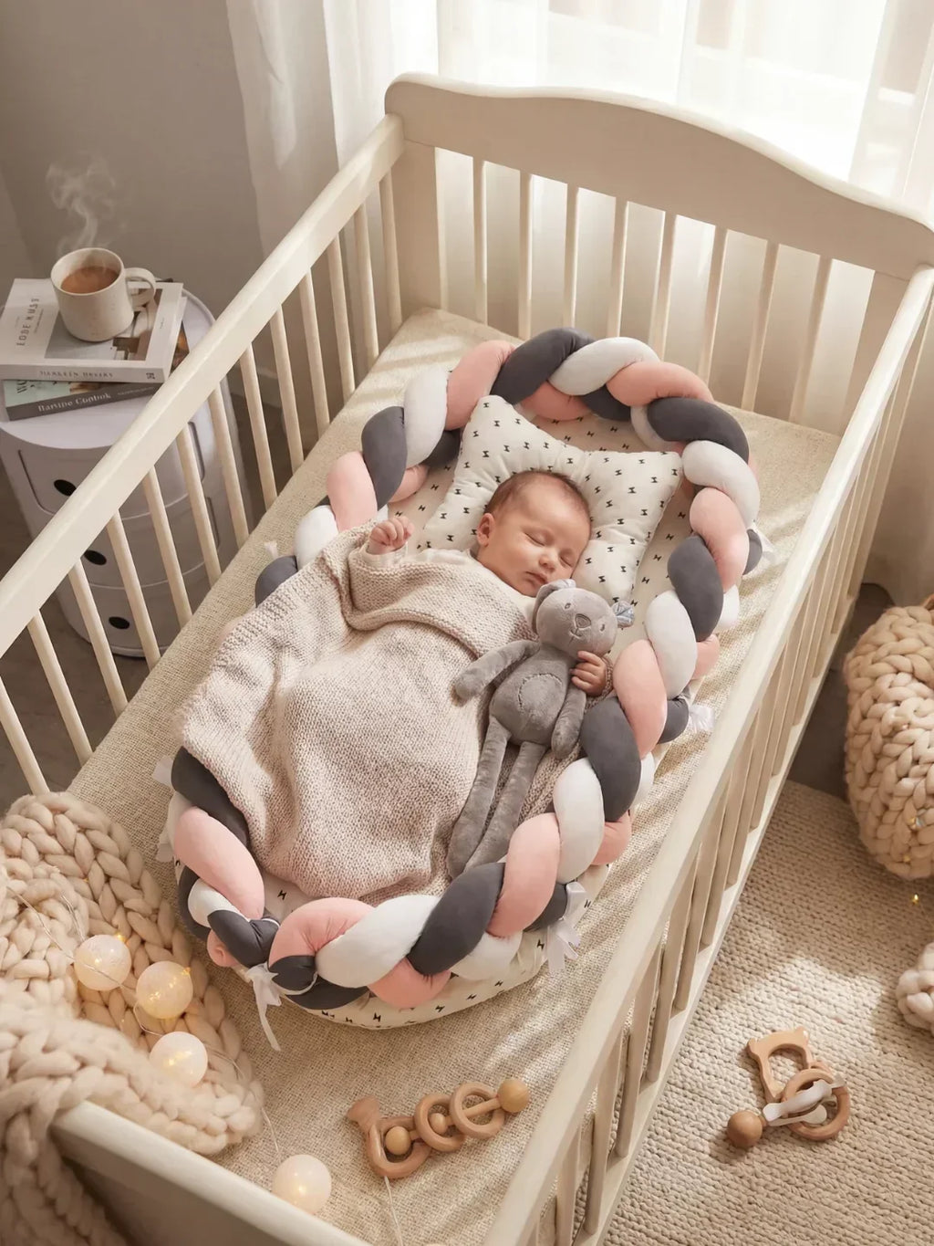 Breathable Bionic Baby Nest with Braided Bumper | Fioriscas