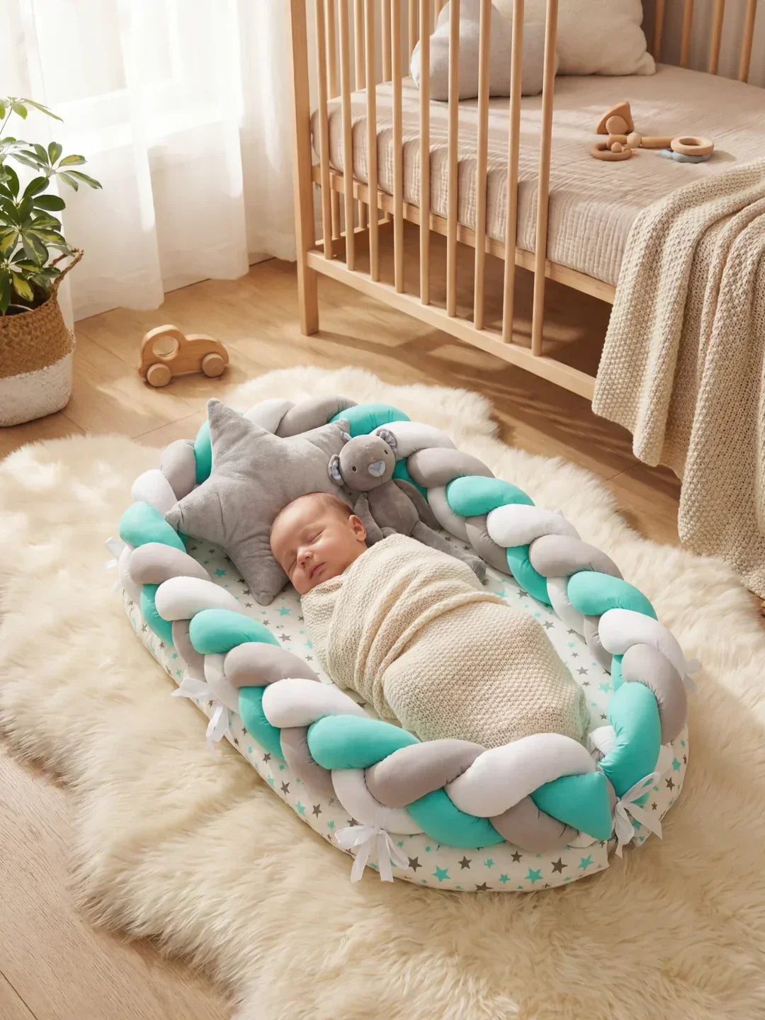 Breathable Bionic Baby Nest with Braided Bumper | Fioriscas