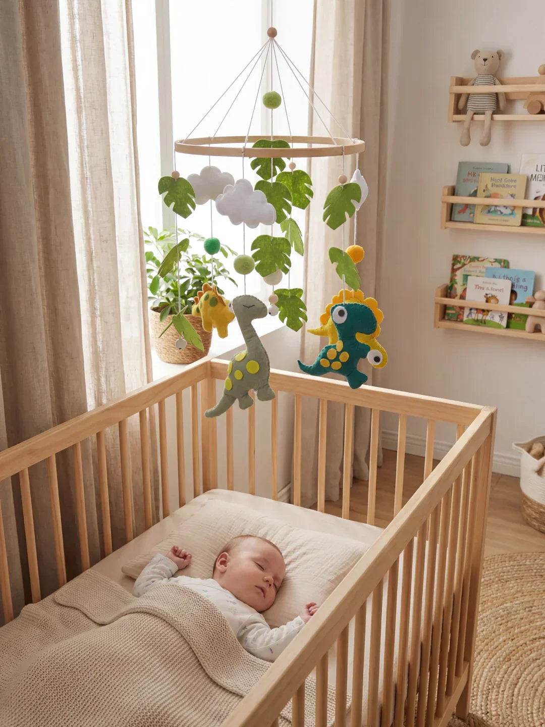 Natural Wood Crib Mobile To Calm Your Baby At Bedtime