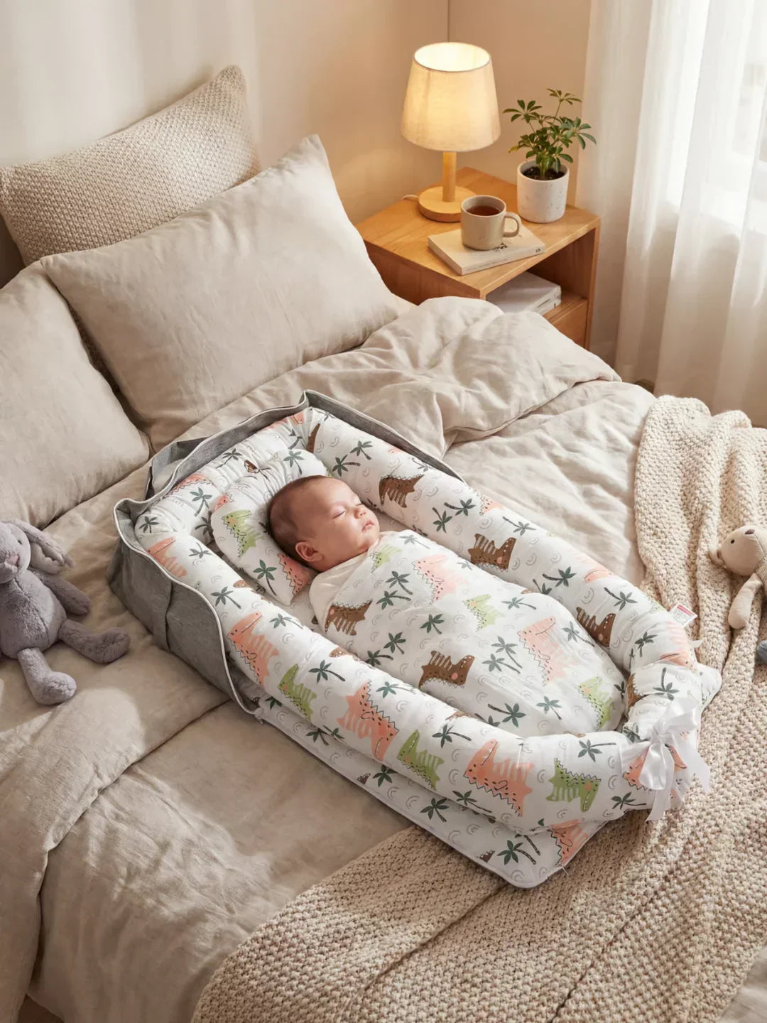 Nid portable en coton pour bébé avec housse lavable | Fioriscas