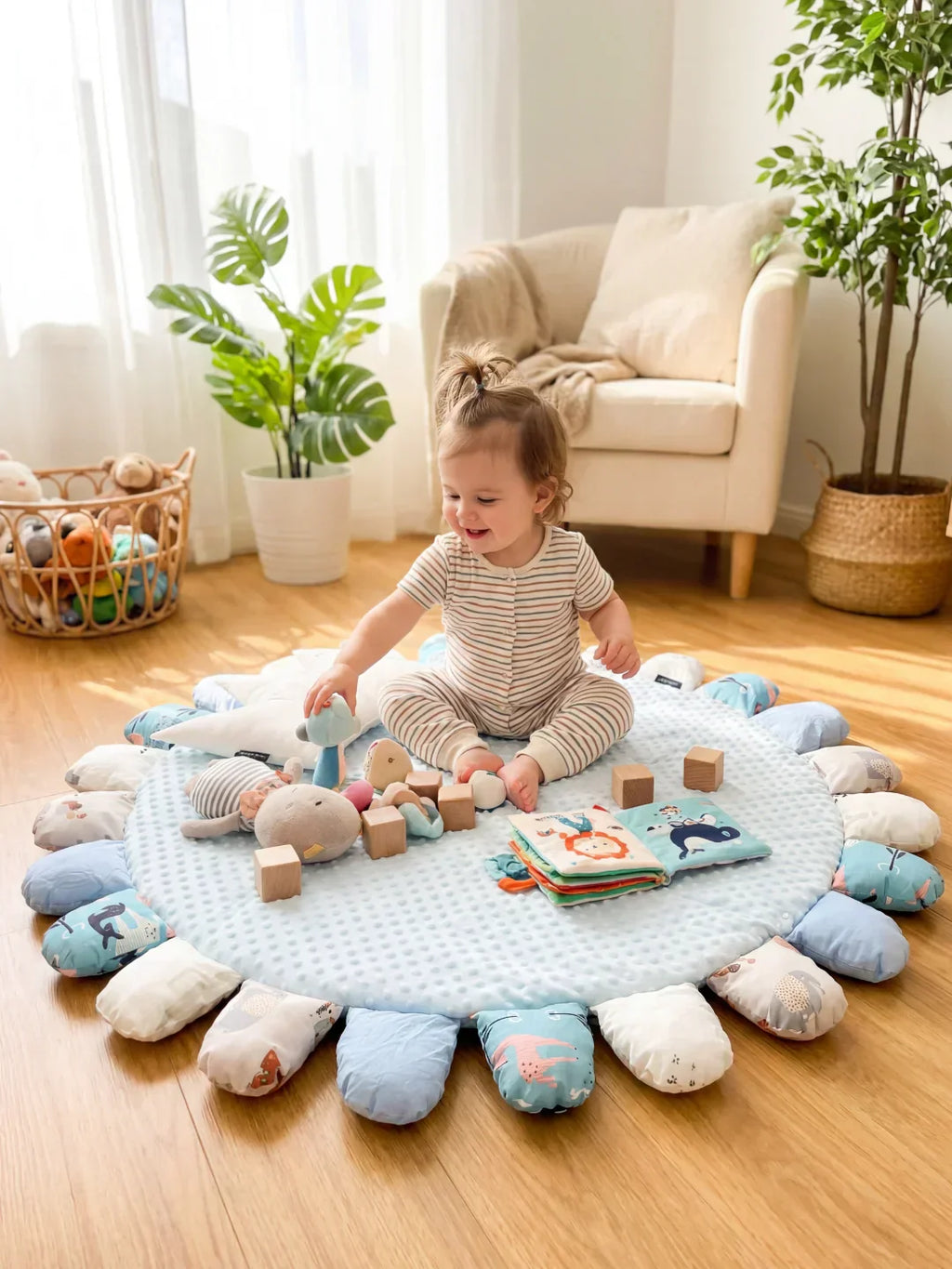 حصيرة لعب مبطنة للأطفال من القطن المبطّن، 120 × 120cm
