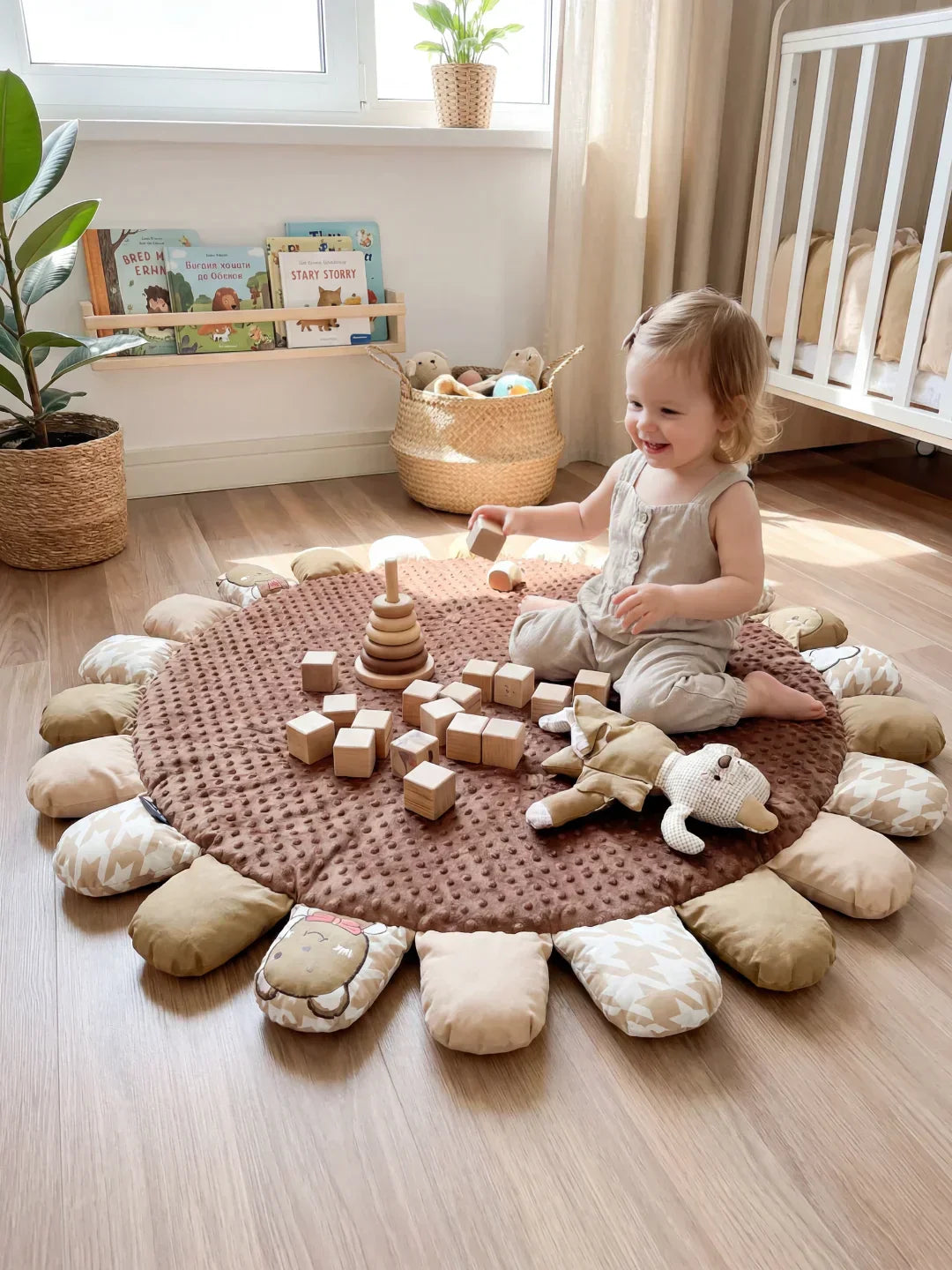 حصيرة لعب مبطنة للأطفال من القطن المبطّن، 120 × 120cm