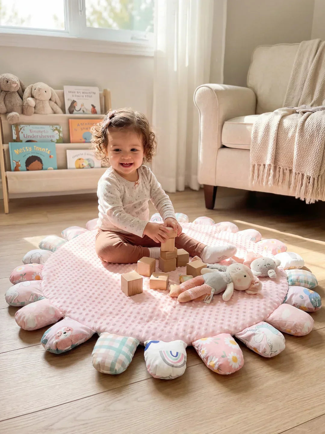 حصيرة لعب مبطنة للأطفال من القطن المبطّن، 120 × 120cm
