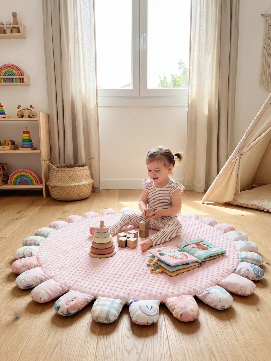 حصيرة لعب مبطنة للأطفال من القطن المبطّن، 120 × 120cm