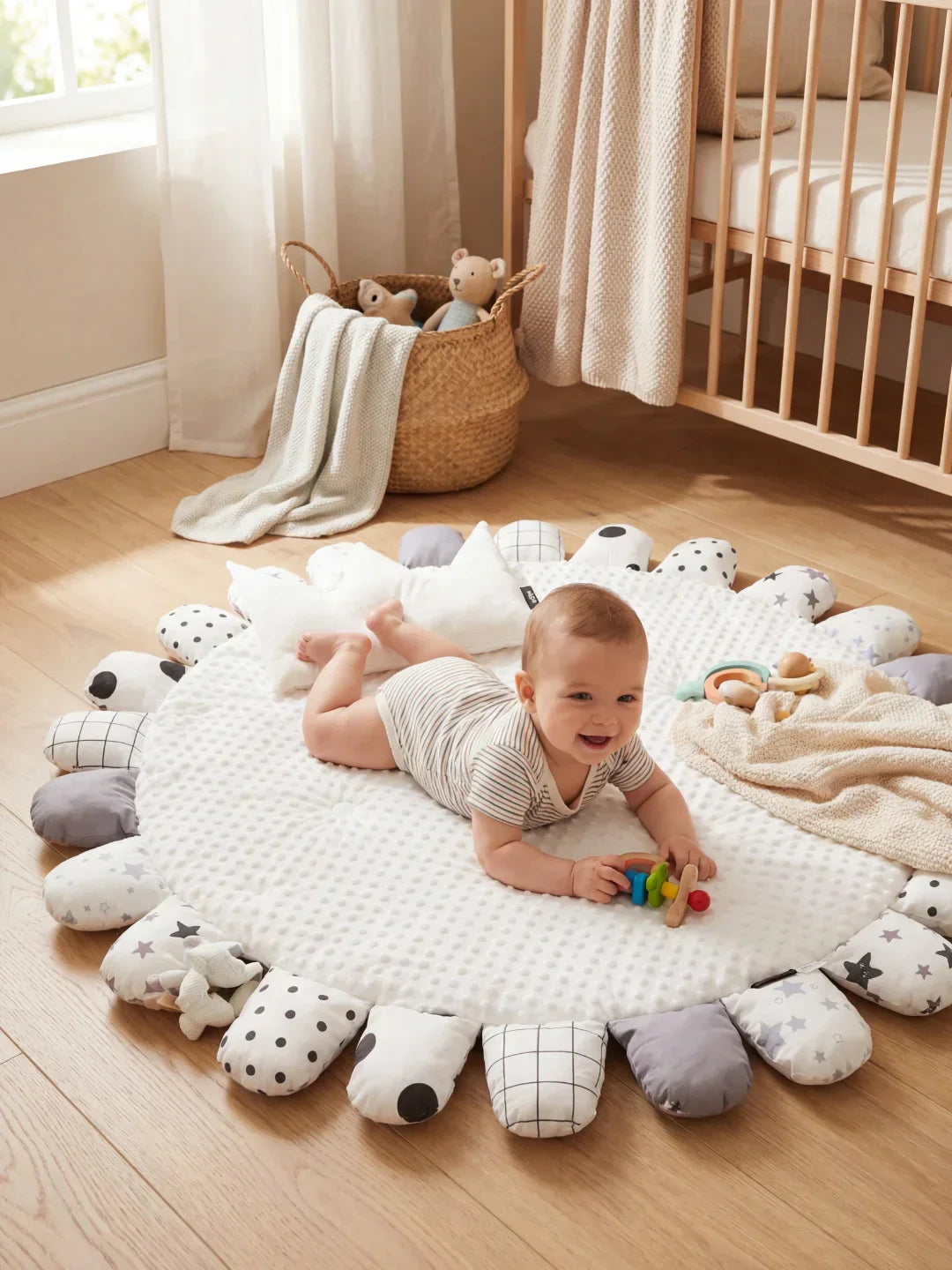 حصيرة لعب مبطنة للأطفال من القطن المبطّن، 120 × 120cm