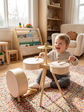 Set di tamburi classico in legno per neonati e bambini piccoli | Fioriscas