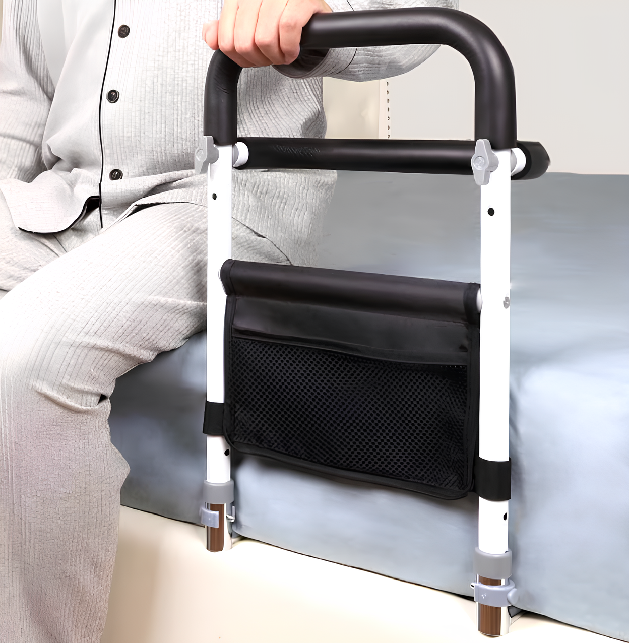Adjustable Bed Rail With Ergonomic Grip For Senior Support