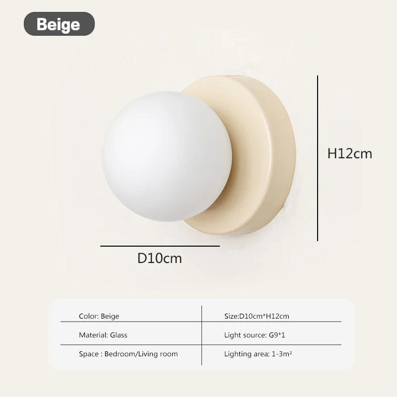 Glass Wall Sconce With G9 Base, Nordic Minimalist Design For Bedroom